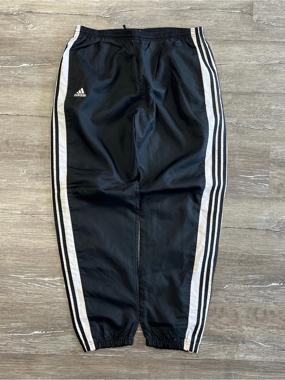 VTG adidas Black Joggers with White Side Stripes